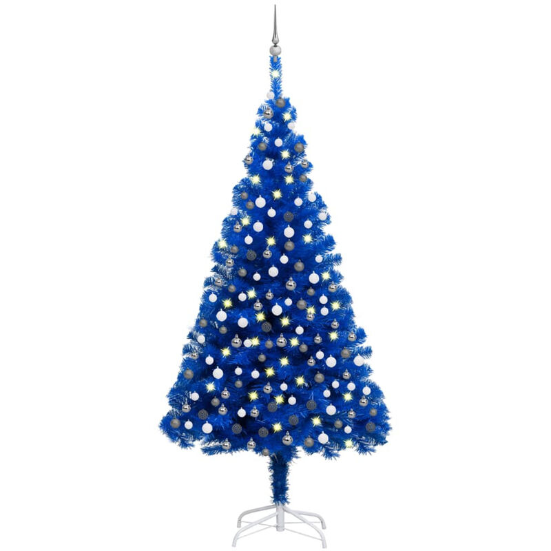 

Happyshopping - arbol de Navidad artificial con LED y bolas PVC azul 210 cm