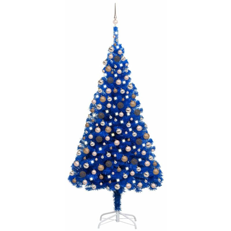 

Happyshopping - arbol de Navidad artificial con LED y bolas PVC azul 240 cm