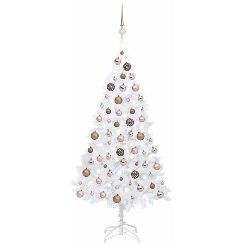 

arbol de Navidad artificial con LED y bolas PVC blanco 120 cm