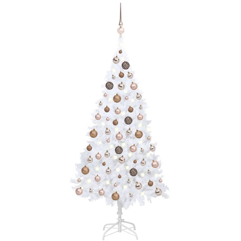 

Árbol de Navidad artificial con LED y bolas PVC blanco 120 cm