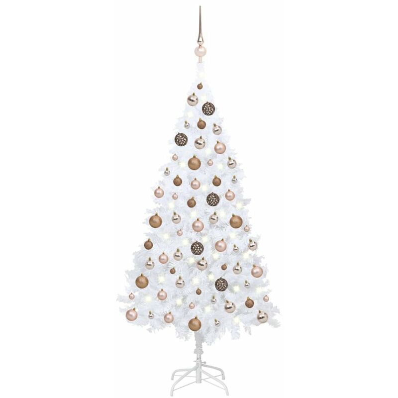 

arbol de Navidad artificial con LED y bolas PVC blanco 150 cm