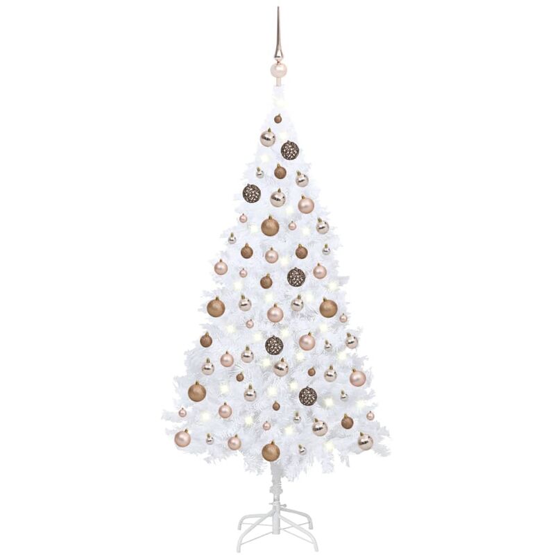 

Árbol de Navidad artificial con LED y bolas PVC blanco 150 cm