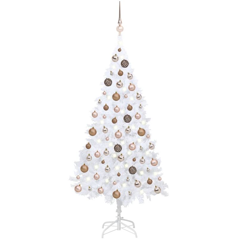 

Árbol de Navidad artificial con LED y bolas PVC blanco 150 cm