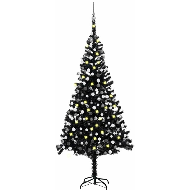 

Happyshopping - arbol de Navidad artificial con LED y bolas PVC negro 240 cm