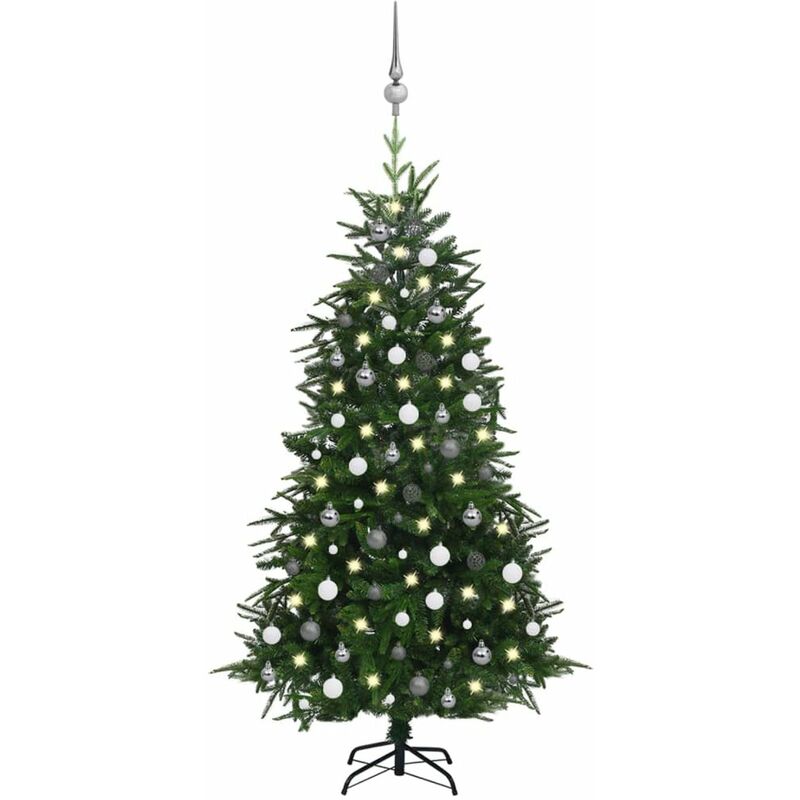 

arbol de Navidad artificial con LED y bolas PVC PE verde 180 cm