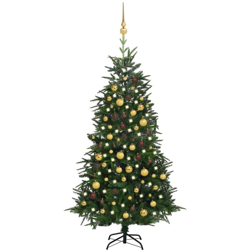

Árbol de Navidad artificial con LED y bolas PVC PE verde 180 cm