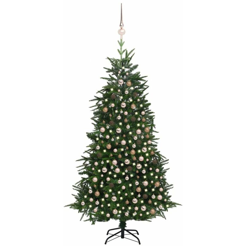 

arbol de Navidad artificial con LED y bolas PVC PE verde 210 cm