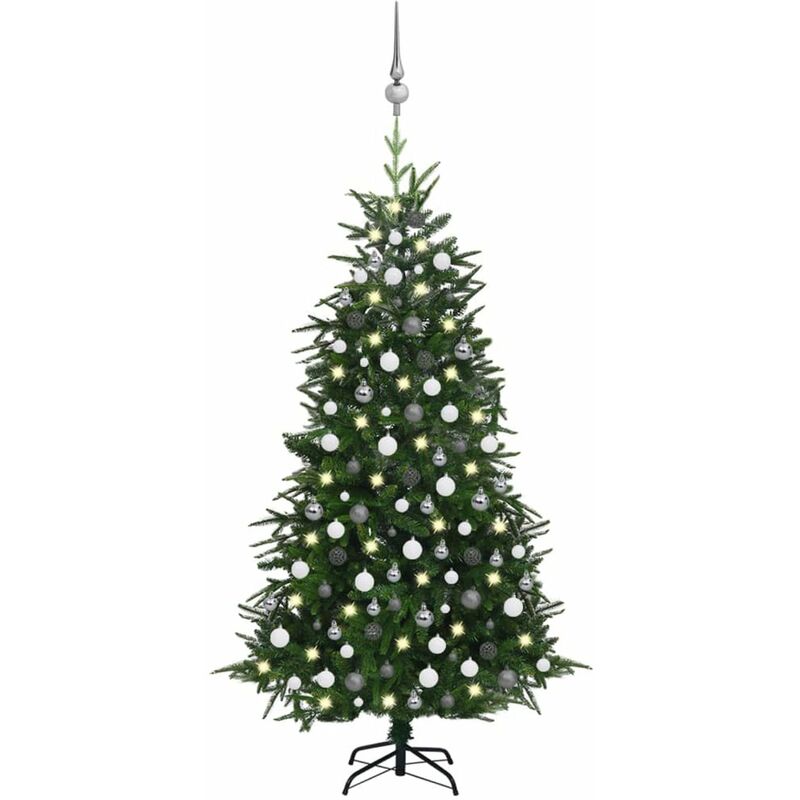 

arbol de Navidad artificial con LED y bolas PVC PE verde 210 cm