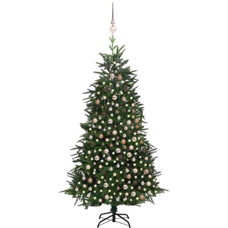 

Árbol de Navidad artificial con LED y bolas PVC PE verde 210 cm