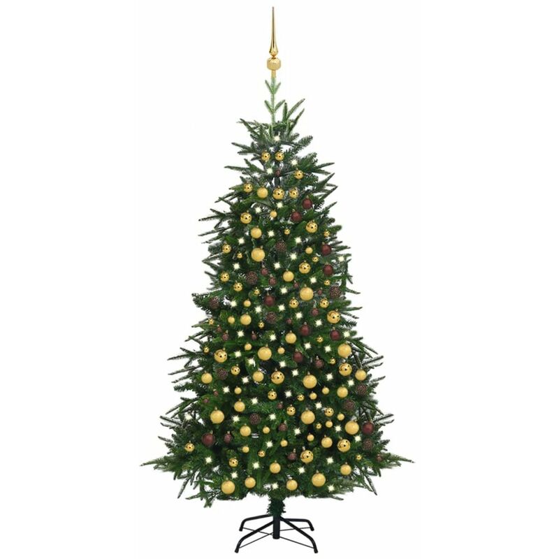 

arbol de Navidad artificial con LED y bolas PVC PE verde 240 cm