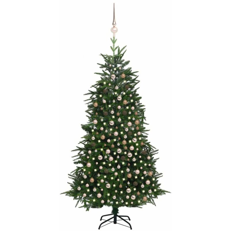 

arbol de Navidad artificial con LED y bolas PVC PE verde 240 cm