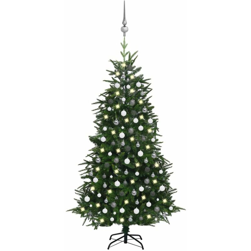 

arbol de Navidad artificial con LED y bolas PVC PE verde 240 cm