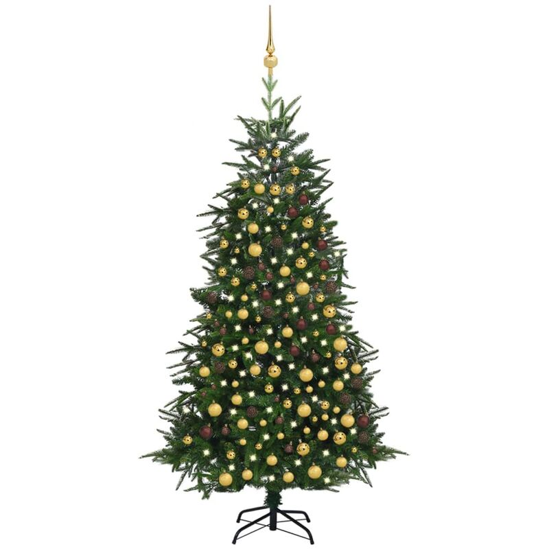 

Árbol de Navidad artificial con LED y bolas PVC PE verde 240 cm