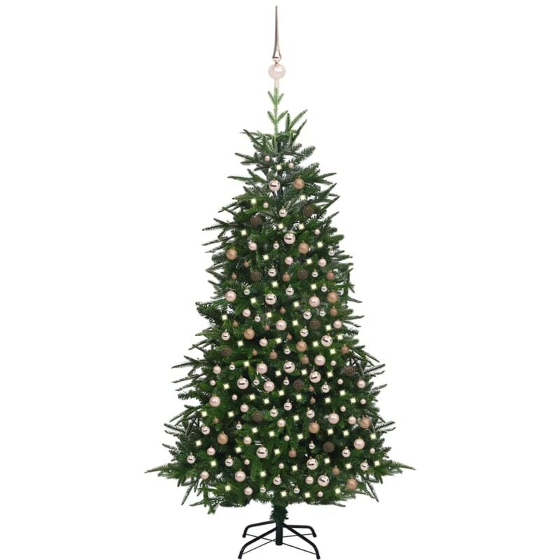 

Árbol de Navidad artificial con LED y bolas PVC PE verde 240 cm