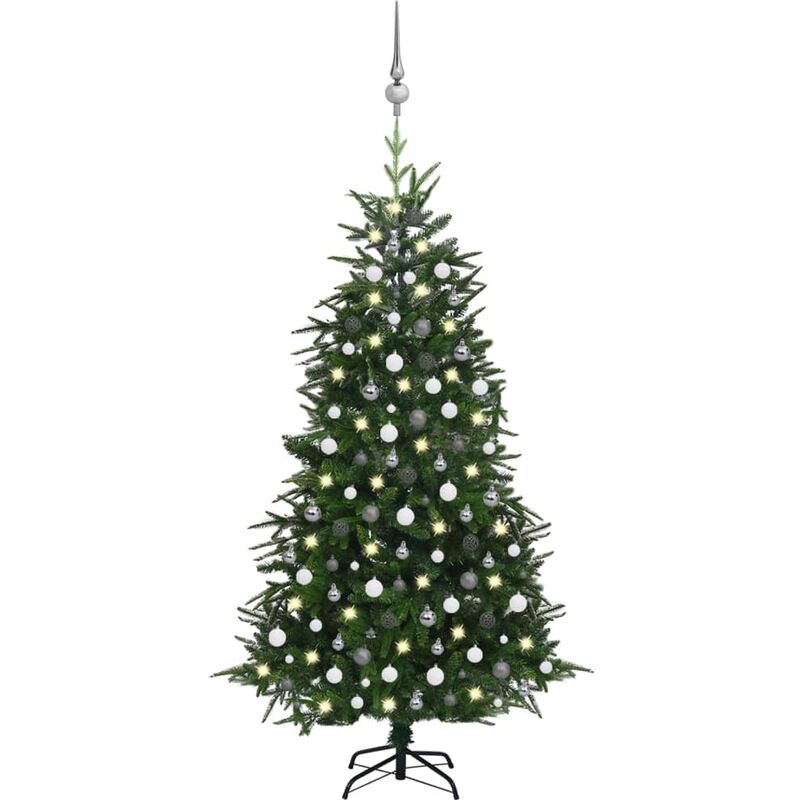 

Árbol de Navidad artificial con LED y bolas PVC PE verde 240 cm