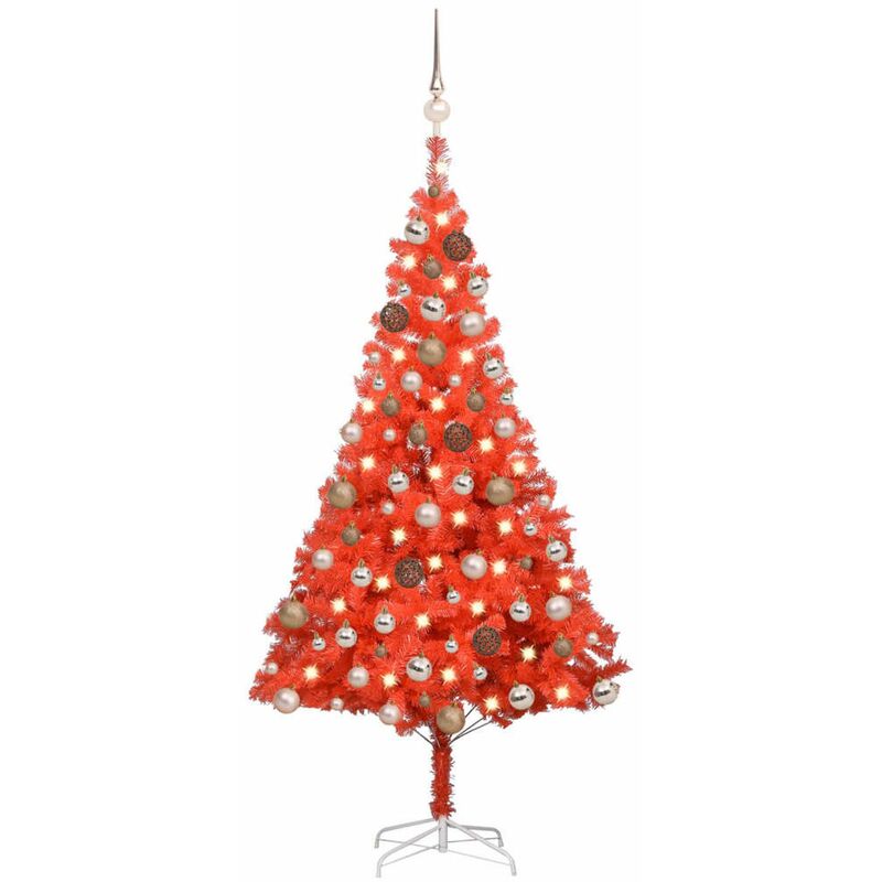 

Happyshopping - arbol de Navidad artificial con LED y bolas PVC rojo 180 cm
