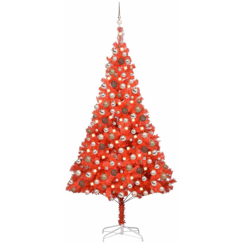

Happyshopping - arbol de Navidad artificial con LED y bolas PVC rojo 210 cm