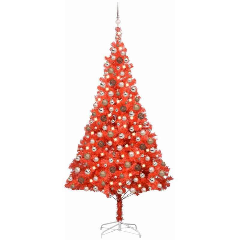 

Happyshopping - arbol de Navidad artificial con LED y bolas PVC rojo 240 cm