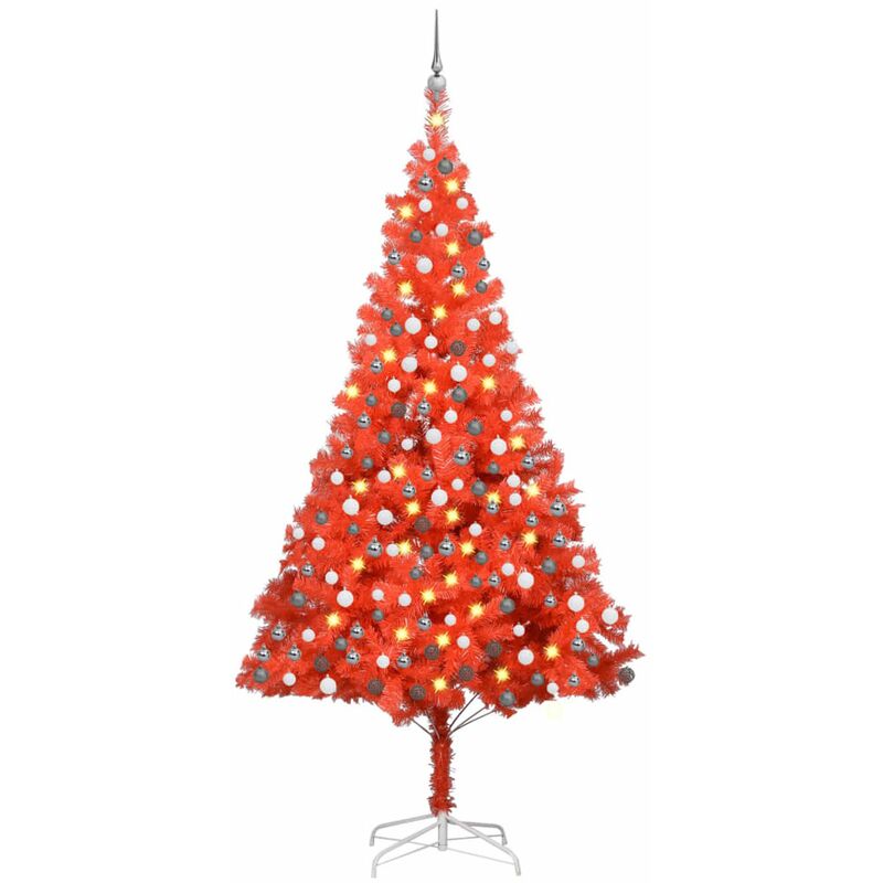 

Happyshopping - arbol de Navidad artificial con LED y bolas PVC rojo 240 cm
