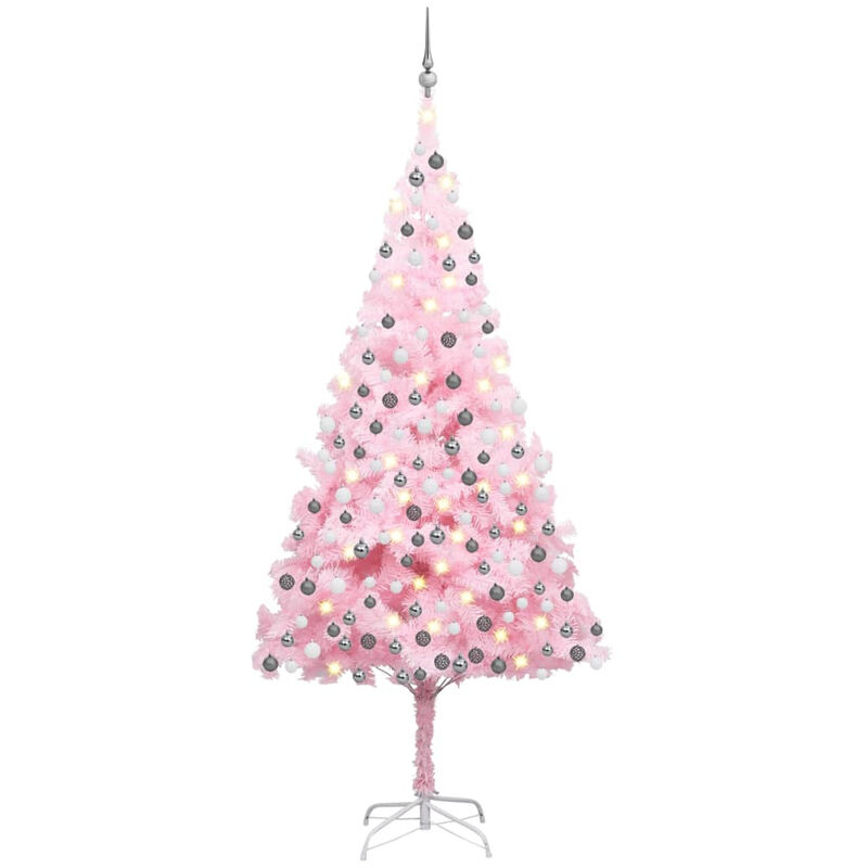 

Happyshopping - arbol de Navidad artificial con LED y bolas PVC rosa 210 cm