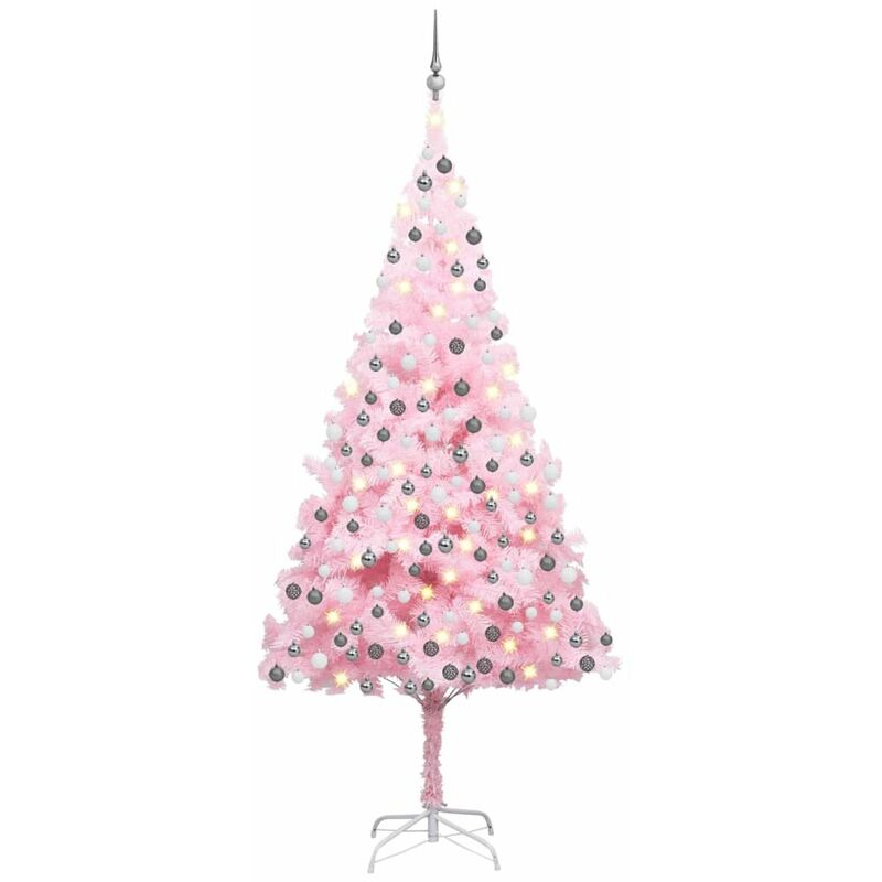 

Happyshopping - arbol de Navidad artificial con LED y bolas PVC rosa 240 cm
