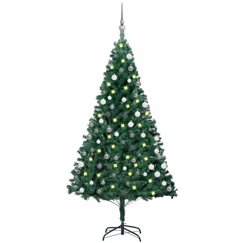 

arbol de Navidad artificial con LED y bolas PVC verde 120 cm