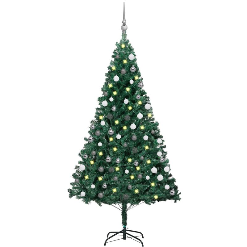 

Árbol de Navidad artificial con LED y bolas PVC verde 120 cm
