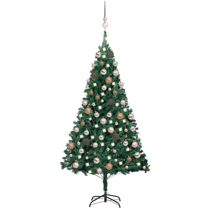 

Árbol de Navidad artificial con LED y bolas PVC verde 120 cm