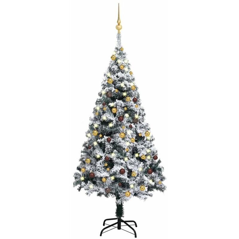 

arbol de Navidad artificial con LED y bolas PVC verde 150 cm