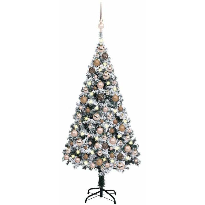 

arbol de Navidad artificial con LED y bolas PVC verde 150 cm