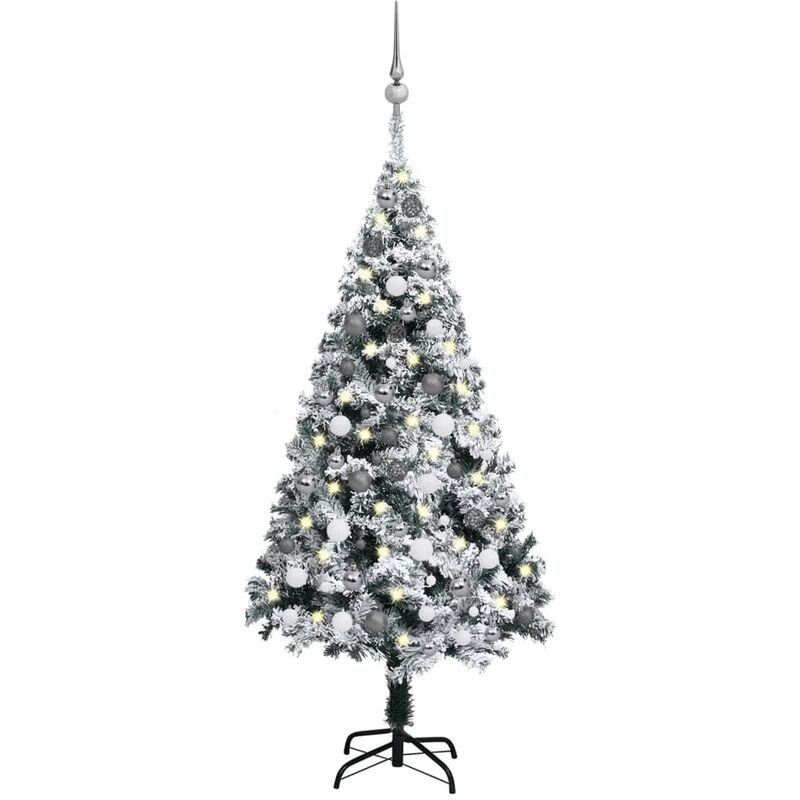 

Árbol de Navidad artificial con LED y bolas PVC verde 150 cm