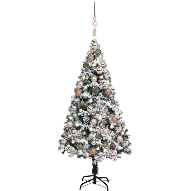 

Árbol de Navidad artificial con LED y bolas PVC verde 150 cm