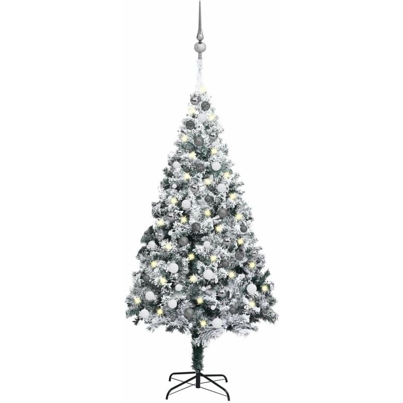 

arbol de Navidad artificial con LED y bolas PVC verde 180 cm