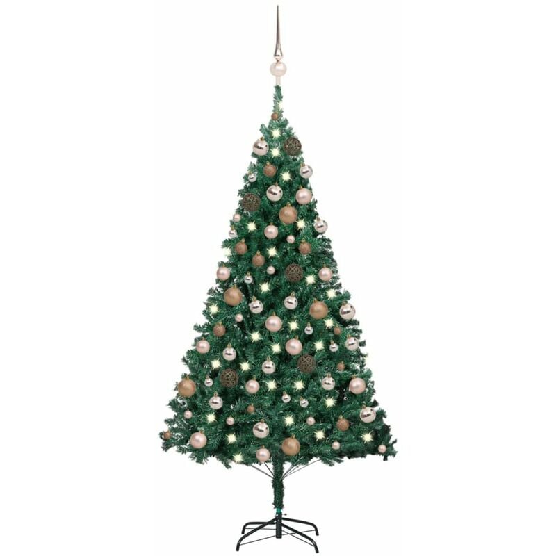 

Happyshopping - arbol de Navidad artificial con LED y bolas PVC verde 180 cm