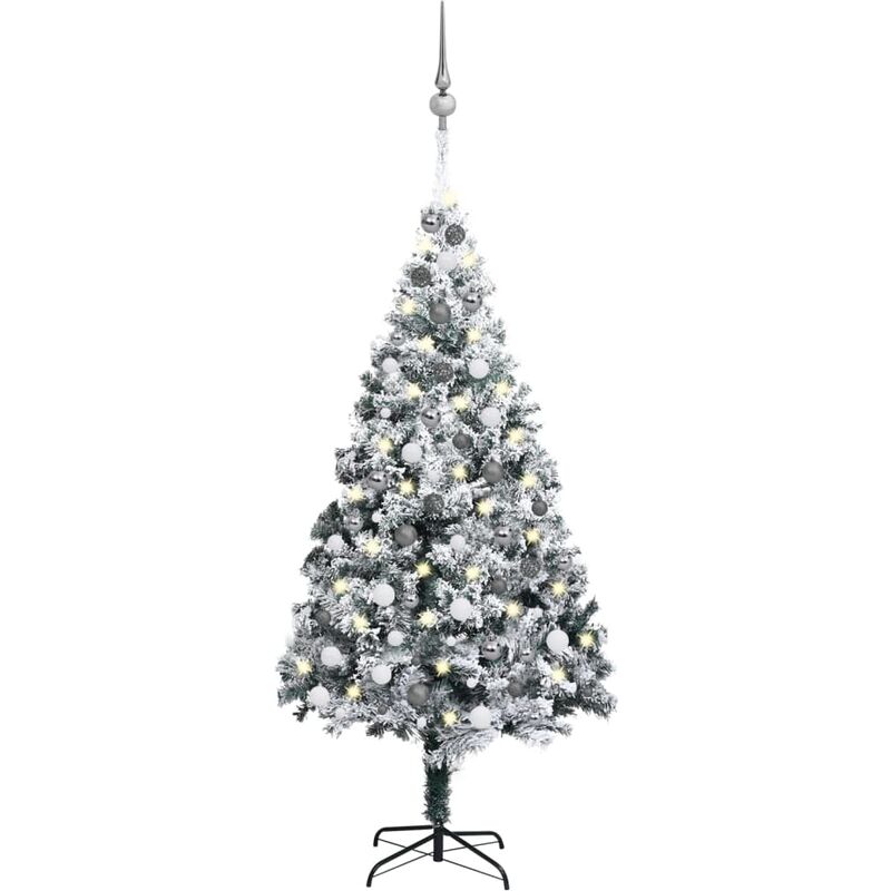 

Árbol de Navidad artificial con LED y bolas PVC verde 180 cm