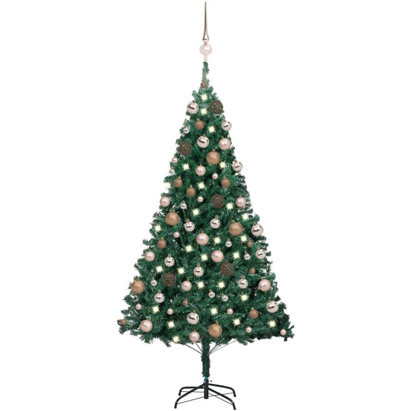 

Árbol de Navidad artificial con LED y bolas PVC verde 180 cm