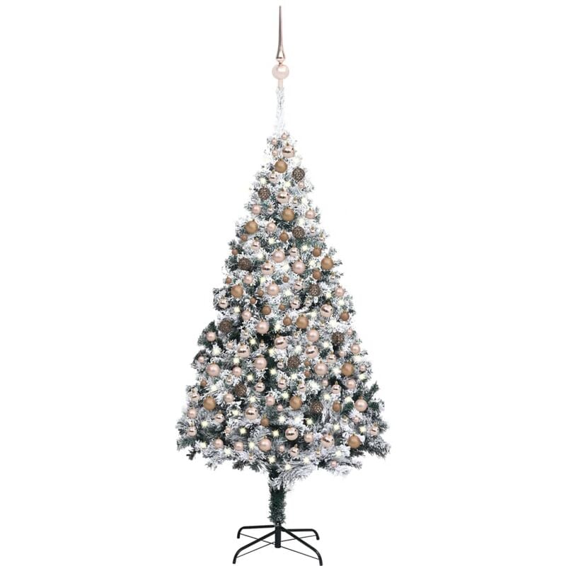 

Árbol de Navidad artificial con LED y bolas PVC verde 210 cm