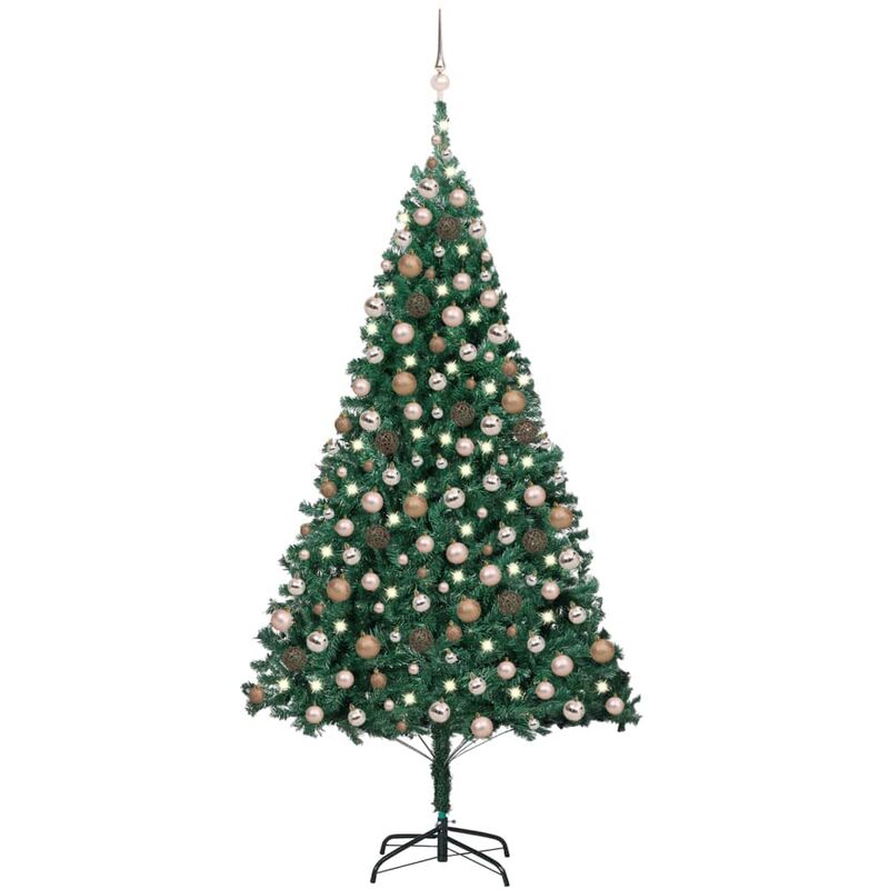 

Árbol de Navidad artificial con LED y bolas PVC verde 210 cm