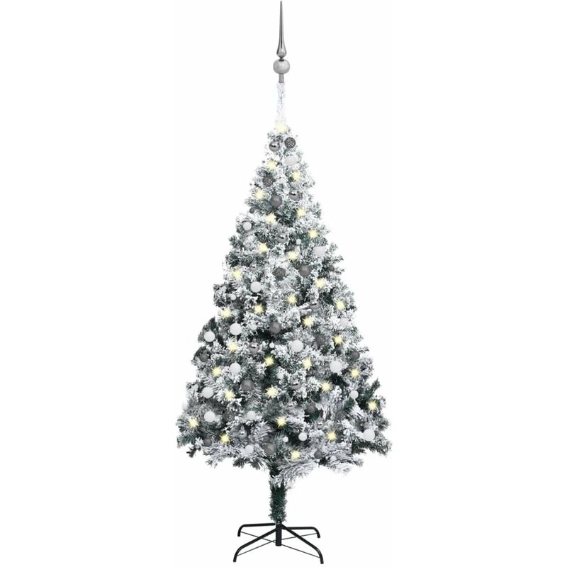 

arbol de Navidad artificial con LED y bolas PVC verde 240 cm