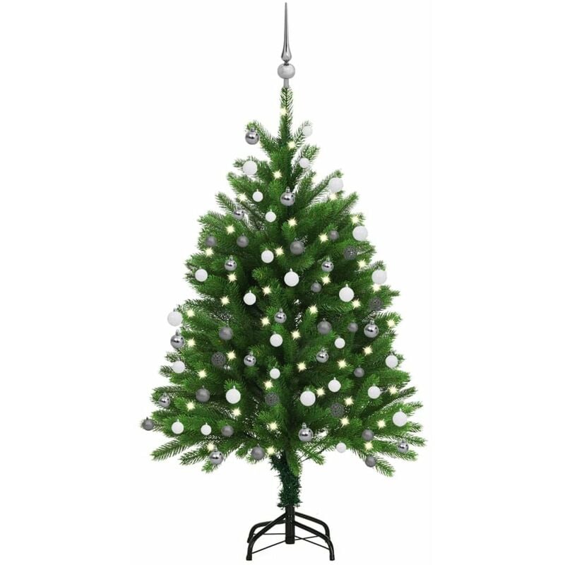 

arbol de Navidad artificial con LED y bolas verde 120 cm