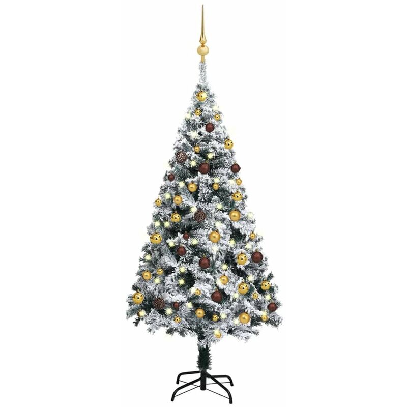 

Happyshopping - arbol de Navidad artificial con LED y bolas verde 120 cm