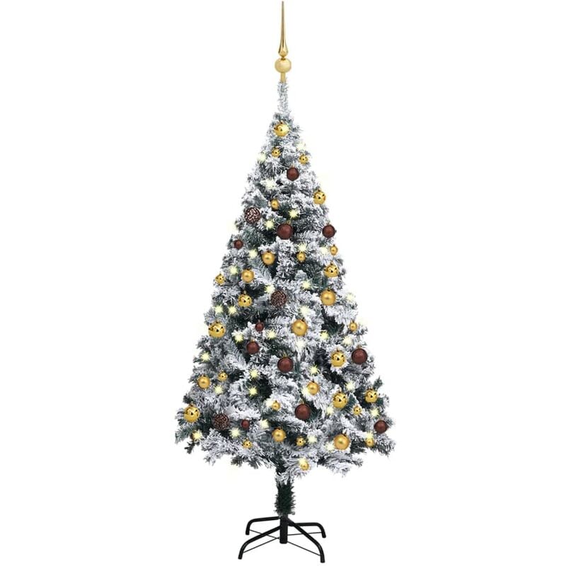 

Árbol de Navidad artificial con LED y bolas verde 120 cm