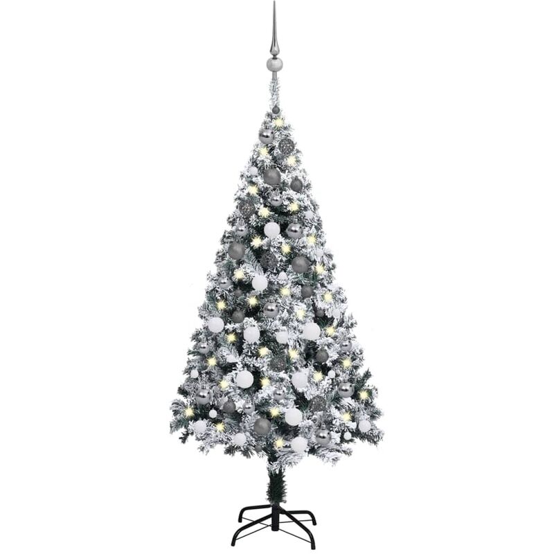 

Árbol de Navidad artificial con LED y bolas verde 120 cm