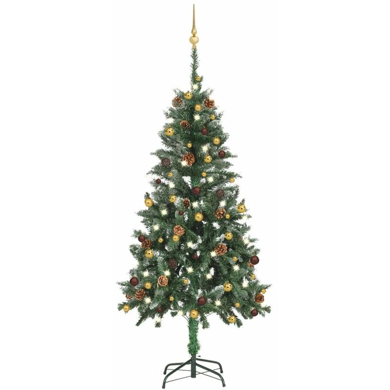 

arbol de Navidad artificial con LED y bolas verde 150 cm