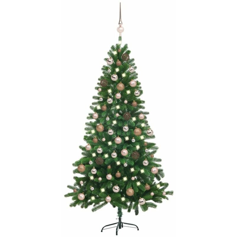 

Happyshopping - arbol de Navidad artificial con LED y bolas verde 150 cm