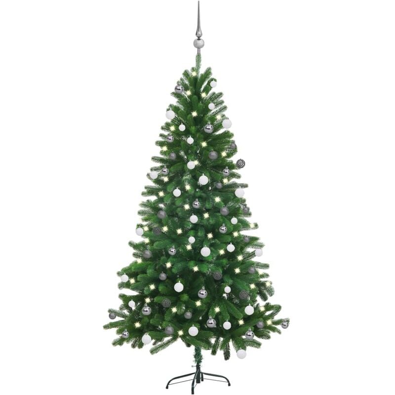 

Árbol de Navidad artificial con LED y bolas verde 150 cm