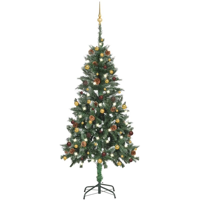 

Árbol de Navidad artificial con LED y bolas verde 150 cm