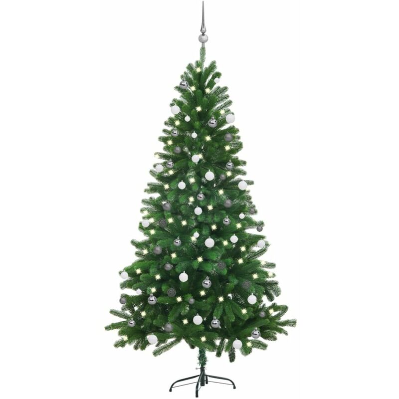 

arbol de Navidad artificial con LED y bolas verde 180 cm