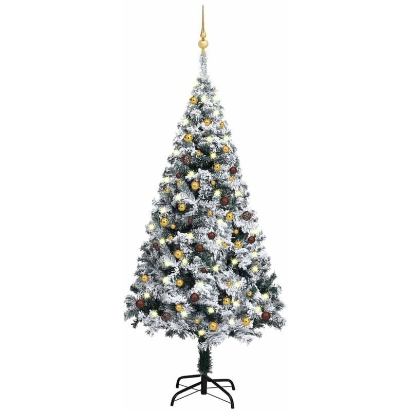 

arbol de Navidad artificial con LED y bolas verde 180 cm