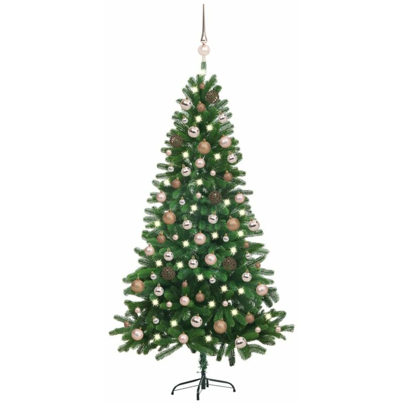 

Happyshopping - arbol de Navidad artificial con LED y bolas verde 180 cm